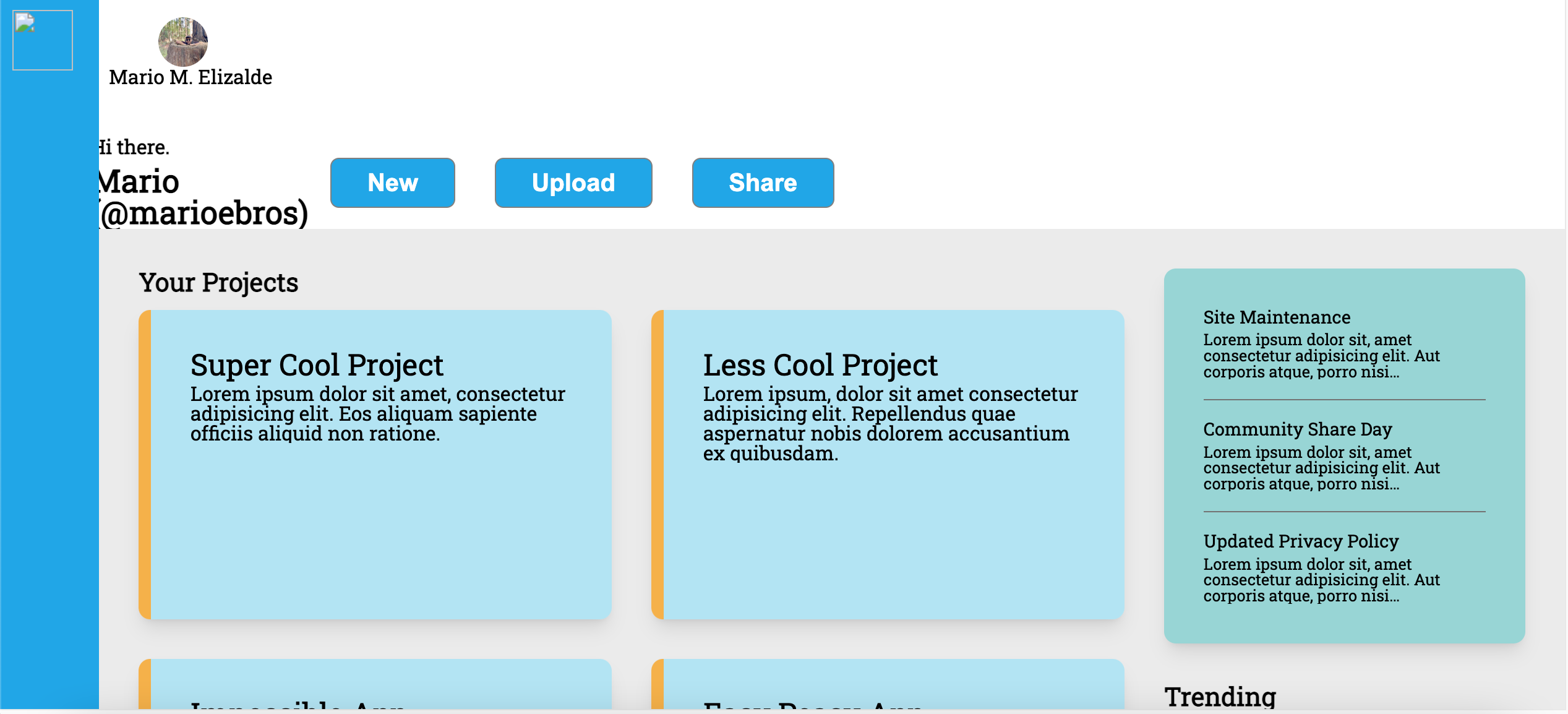 screenshot of admin-dashboard lookalike project